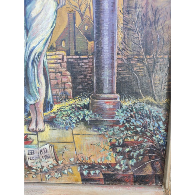 Large Signed "Nb" 1961 Mid Century Surrealist Oil Painting on Canvas For Sale - Image 4 of 10