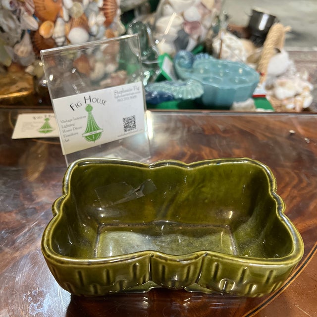 Mid-Century Modern 1970s Ceramic Green Decorative Catchall For Sale - Image 3 of 7