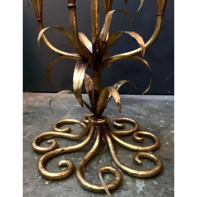 Hollywood Regency 1940s Gilt Wrought Iron Foliate Candelabra Table or Floor Lamp, Kögl Gilt, Regency 1940s For Sale - Image 3 of 6