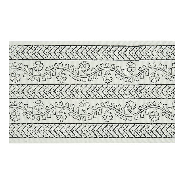 Sample - Schumacher Arbela Hand Blocked Tape in Charcoal For Sale