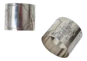 Antique American Victorian Sterling Silver Wedding Napkin Rings a Pair