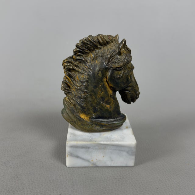 Bronze Sculpture of Achilles' Horse on a Marble Base by R. Santoro, 20th Century For Sale - Image 3 of 11
