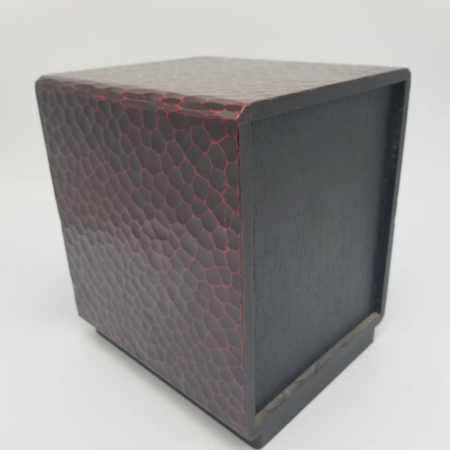 Vintage Japanese Wooden Three-Drawer Chest Dark Red Storage Box For Sale - Image 6 of 11