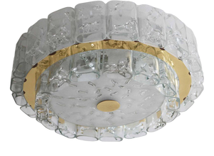 Large Space Age Ceiling Lamp in Ice Glass from Doria, 1960s