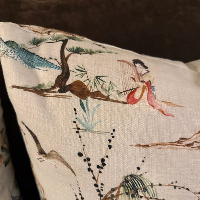 Pair - Custom Chinoiserie Pillows For Sale - Image 4 of 6