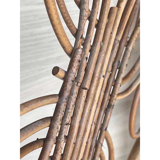 Wood Three-Panel Bamboo Wicker Rattan Folding Screen Room Divider, France 1960s For Sale - Image 7 of 10
