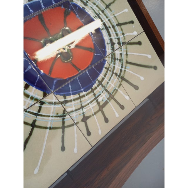 Vintage Round Coffee Table in Rosewood and Ceramic from Vallauris, 1970s For Sale - Image 13 of 18