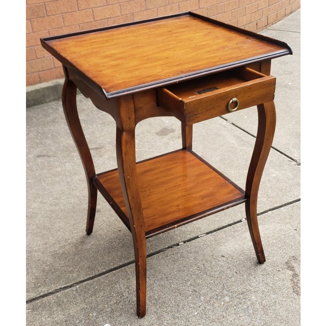 Wood Theodore Alexander Chateaux Du Vallois Yew Wood Tier Side Table For Sale - Image 7 of 10