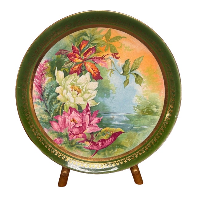 Antique Dresden Floral Decorative Plate, C. 1890–1925 – Hand-Painted Porcelain For Sale