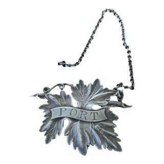 Sterling Leaf Form Decanter Tag for Port by Taylor & Perry 1837 For Sale