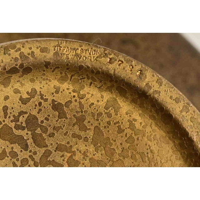 Tiffany Studios New York Bronze Doré Pedestal Bowl or Compote Dish With Greek Key Design For Sale - Image 9 of 11