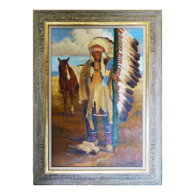 1990s John Demott "End of an Era" Original Oil Painting on Canvas Hand Signed Custom Framed For Sale