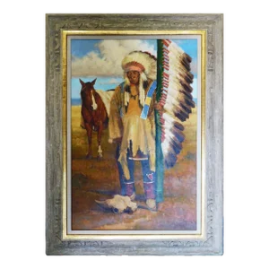 1990s John Demott "End of an Era" Original Oil Painting on Canvas Hand Signed Custom Framed