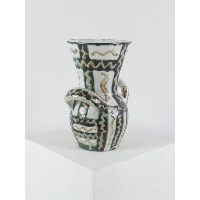 1960s Ceramic Vase with Handles by Robert Picault, 1960s For Sale - Image 5 of 11