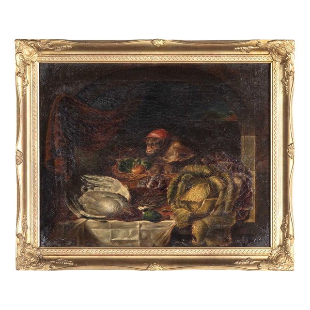 Monkey, 1850, Oil on Canvas, Framed For Sale