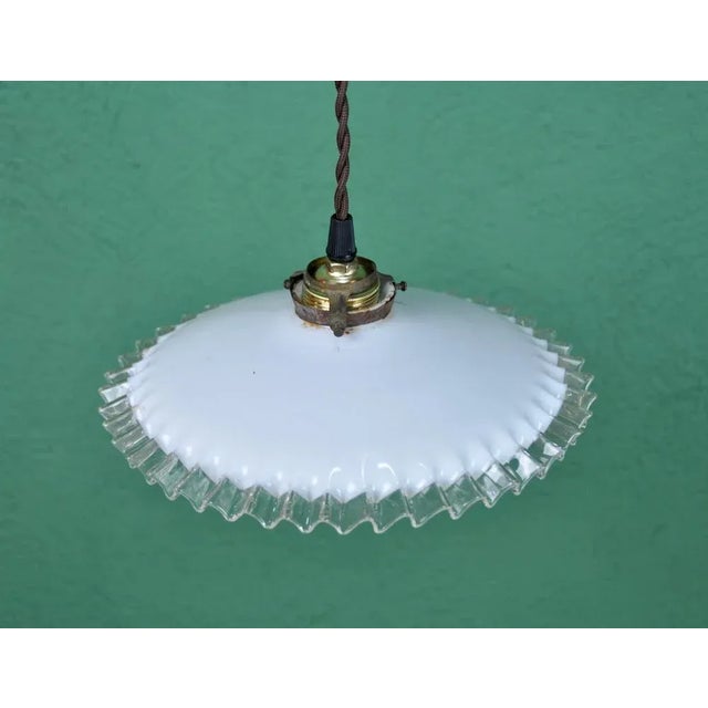 White Opaline Lamp with Flyers, 1930s For Sale - Image 7 of 11