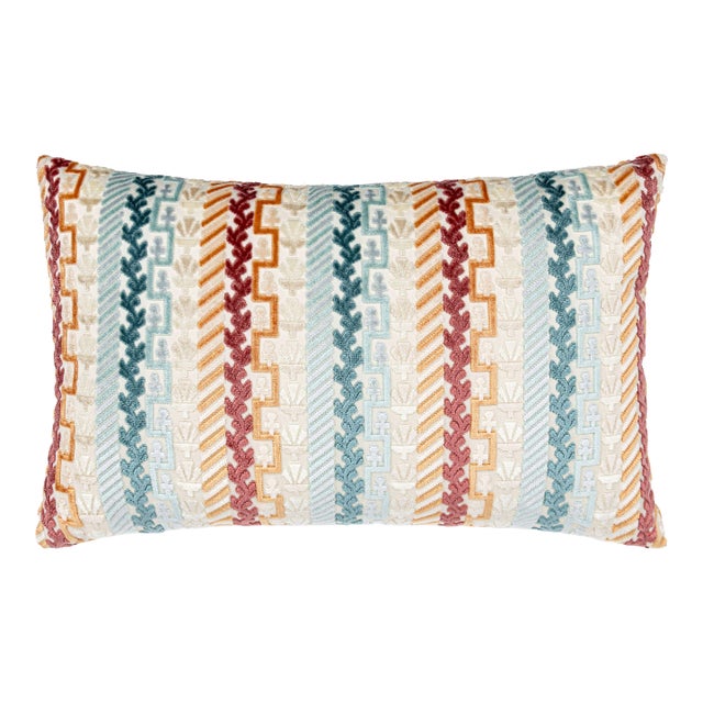 Scalamandre 22" x 14" Villelaure Pillow in Orange Teal For Sale