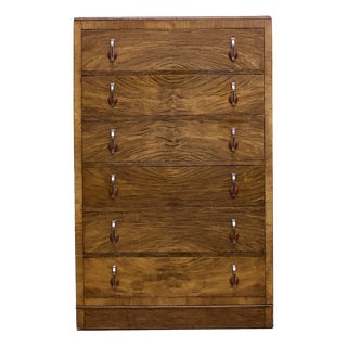Art Deco Walnut and Veneer Chest of Drawers, 1930s For Sale