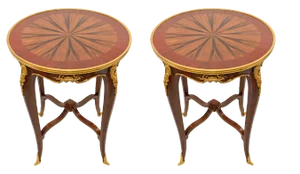Empire Side Tables with Occasional Lamps, France, Set of 2
