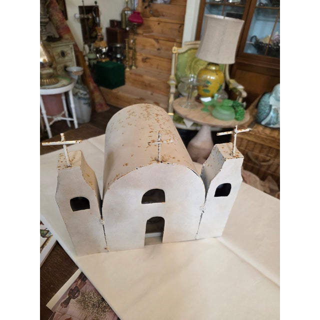 White Vintage Texas Folk Art Candle Lantern For Sale - Image 8 of 8