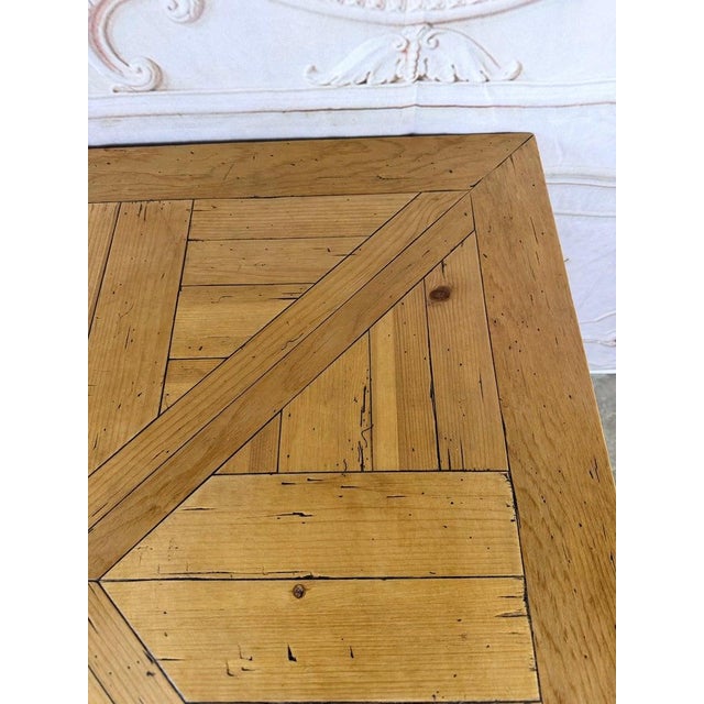 French Provincial Parquetry Drop-Leaf Pedestal Dining Table For Sale - Image 10 of 14