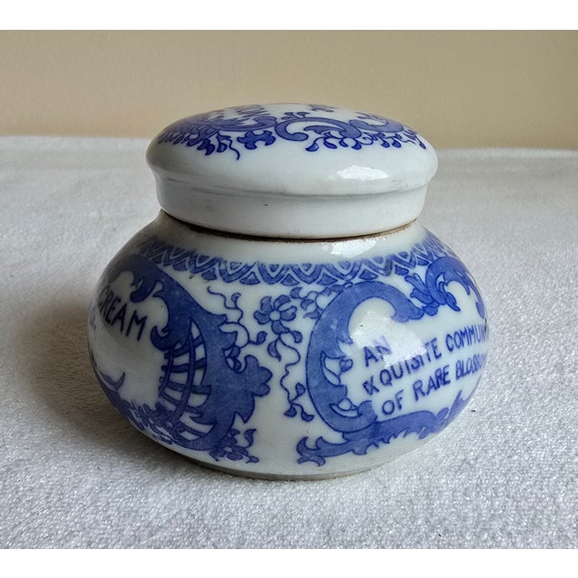 Description: Rare find Magda Co of Chicago toilet cream jar Original label on bottom Blue & white design Condition:...