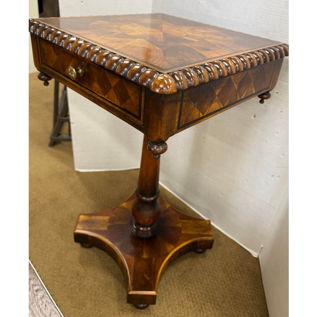 Late 20th Century Louis XV Style Marquetry Square Pedestal Table For Sale - Image 5 of 8