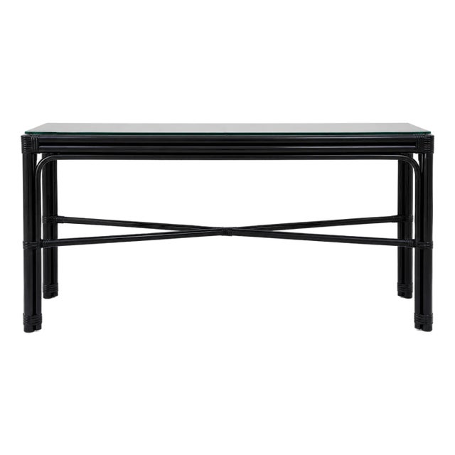 Vintage Faux Bamboo Rattan Console Table – Benjamin Moore Old Navy For Sale