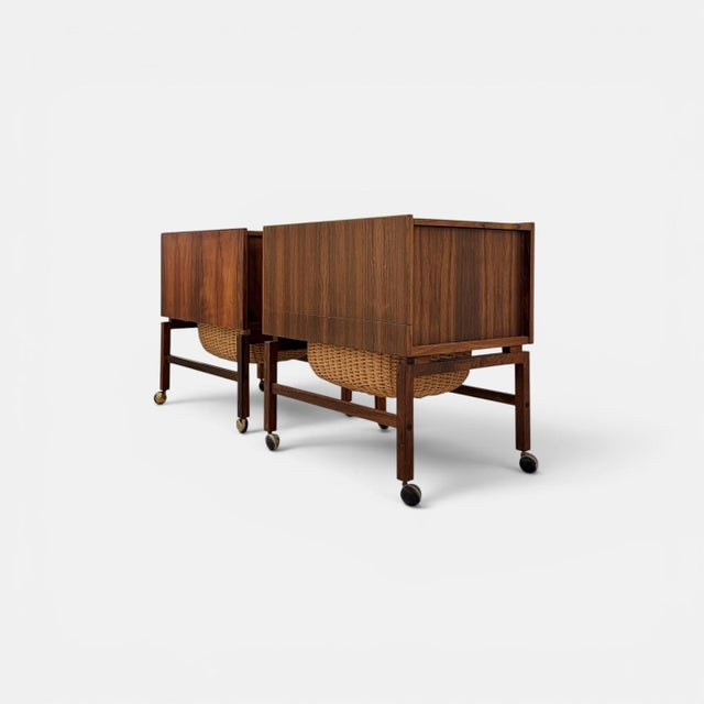 Rosewood Sewing Tables attributed to Erling Torvits, 1960s, Set of 2 For Sale - Image 4 of 7
