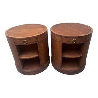 Midcentury Baker Barrel Side Tables (Pair) For Sale