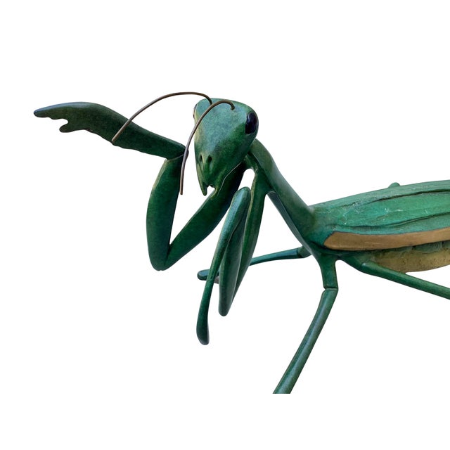 Mid-Century Modern 1960’s Japanese Cold Painted Bronze Praying Mantis Sculpture For Sale - Image 3 of 5