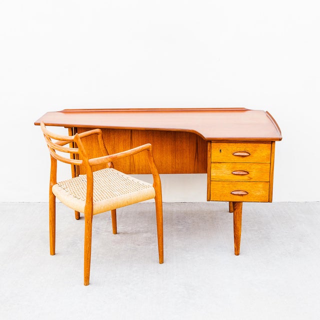 Vintage mid century modern boomerang desk attributed to Peter Lovig Nielsen for Hedensted Mobelfabrik, made in Denmark c....