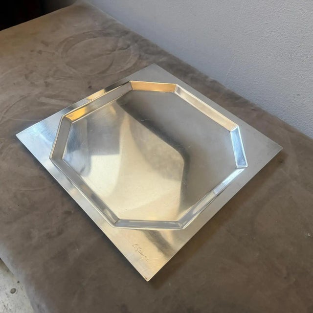 1980s Carlo Scarpa for Cleto Munari Silver Plated Square Tray For Sale - Image 9 of 10