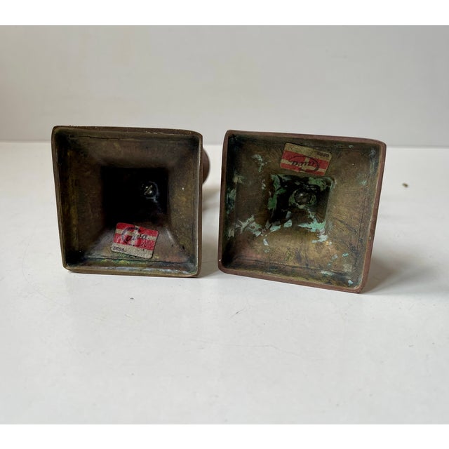 1940s Danish Bauhaus Candleholders in Patinated Bronze, 1940s, Set of 2 For Sale - Image 5 of 8
