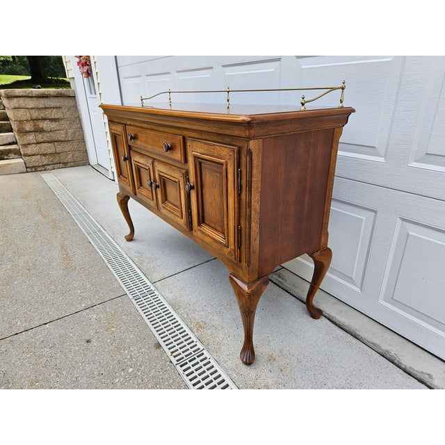 Alexander Julian Mahogany Sideboard Buffet With Brass Rail For Sale - Image 6 of 14