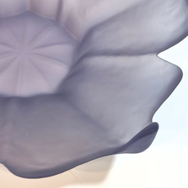 Vintage Viking Glass Frosted Purple Lotus Fruit Bowl For Sale - Image 10 of 12