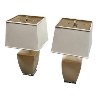 Uttermost Ivory Crackle Ceramic Table Lamps, Pair For Sale