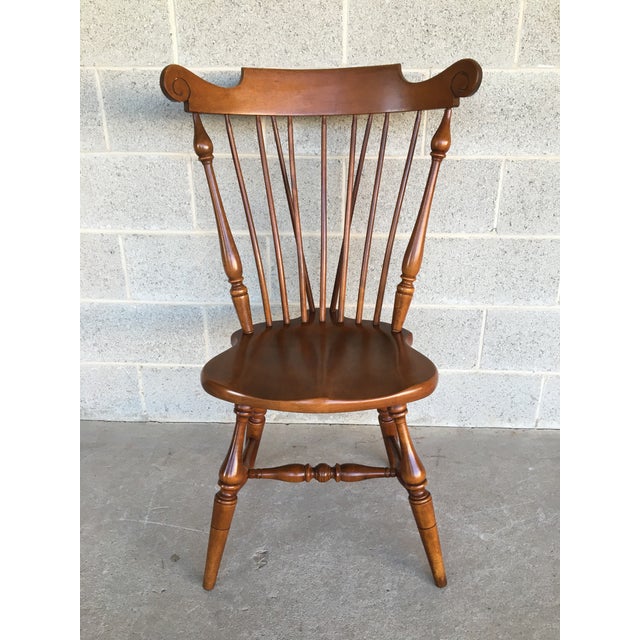 Wood Ethan Allen Windsor Brace Back Side Chairs (14-6072) - Set of 4 For Sale - Image 7 of 10