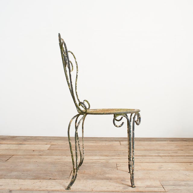 Vintage French Decorative Garden Chair in Iron, 1950s For Sale - Image 4 of 7