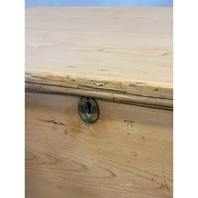 Wood Antique Eastern European Natural Pine Blanket Chest For Sale - Image 7 of 13