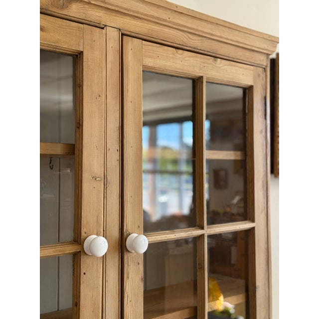 Antique English Glass Pine Hutch For Sale - Image 4 of 7