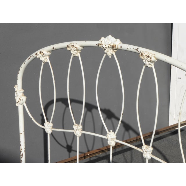 Antique French Country Full Iron Bed Frame Farmhouse Chic Headboard