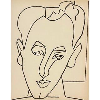 Françoise Gilot, Portrait Man Original French Mourlot Modernist Lithograph 1951 Francoise Gilot For Sale