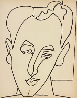 Françoise Gilot, Portrait Man Original French Mourlot Modernist Lithograph 1951 Francoise Gilot