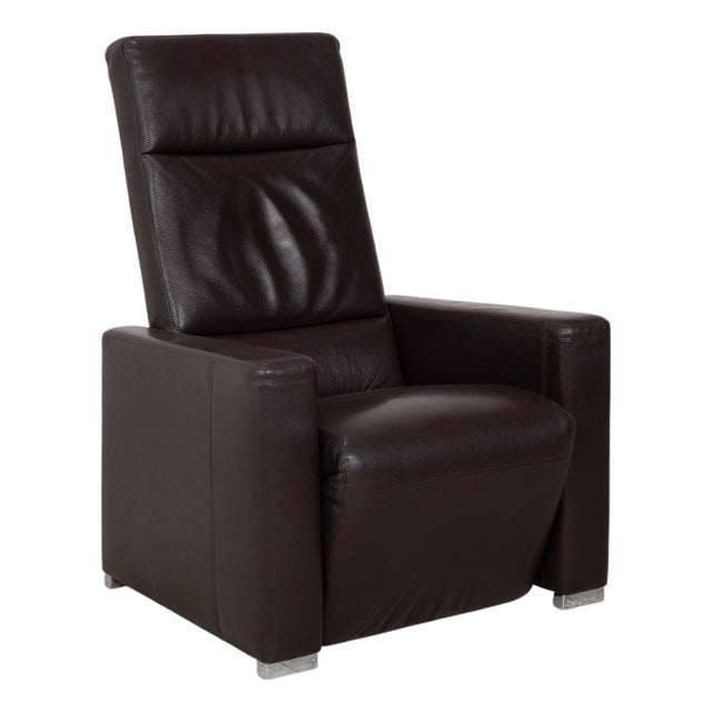 Leather and Chrome Alba Armchair with Manual Reclining Function from Brühl For Sale