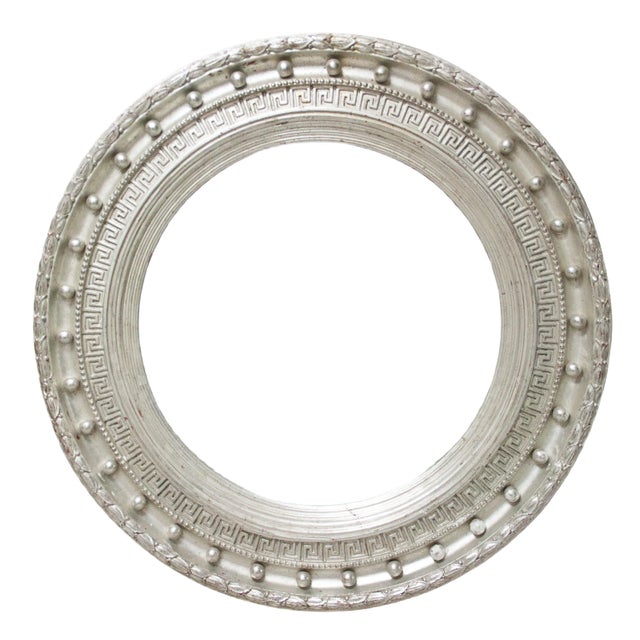 Neoclassical Empire Style Silver Mirror in Hand-Carved Wood For Sale