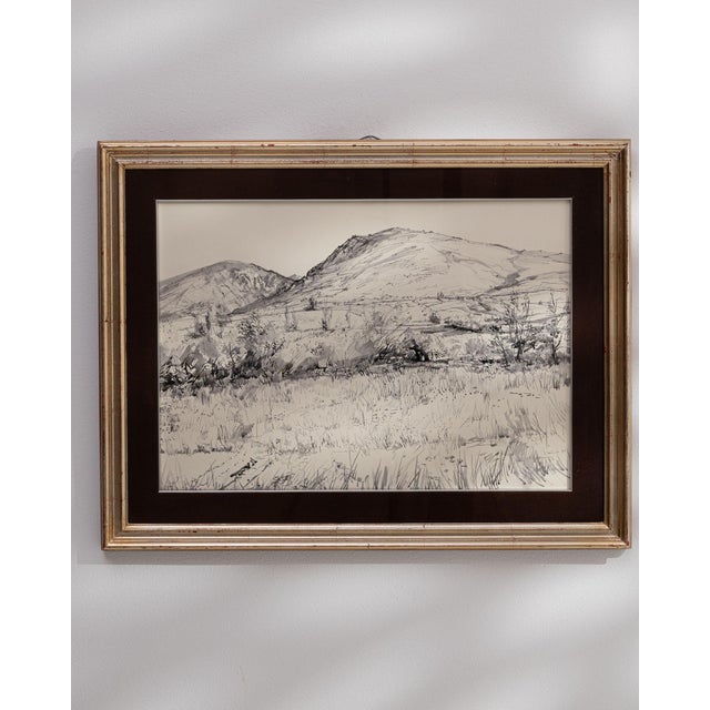 1980s France Brown Wood Drawing For Sale - Image 4 of 15