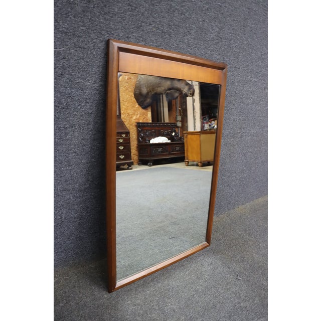 Mid-Century Modern Walnut Framed Mirror For Sale - Image 4 of 6
