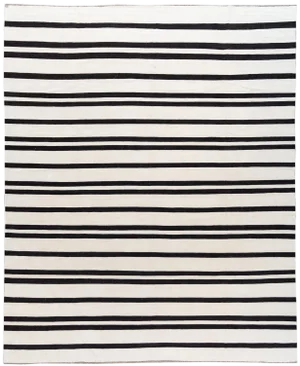 Modern Flatweave Black and White Striped Kilim Rug