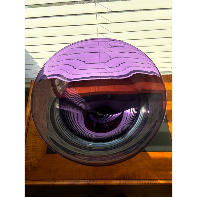 Correia Art Glass Purple Pedestal Bowl For Sale In Boston - Image 6 of 12